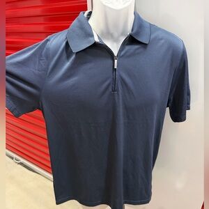 Perry Ellis Men's Zip-Front Polo in Navy